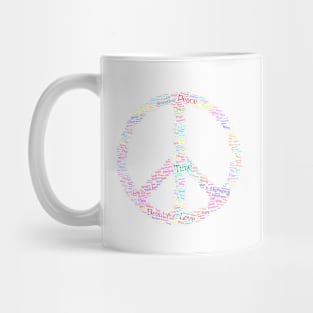 Peace Symbol Silhouette Shape Text Word Cloud Mug